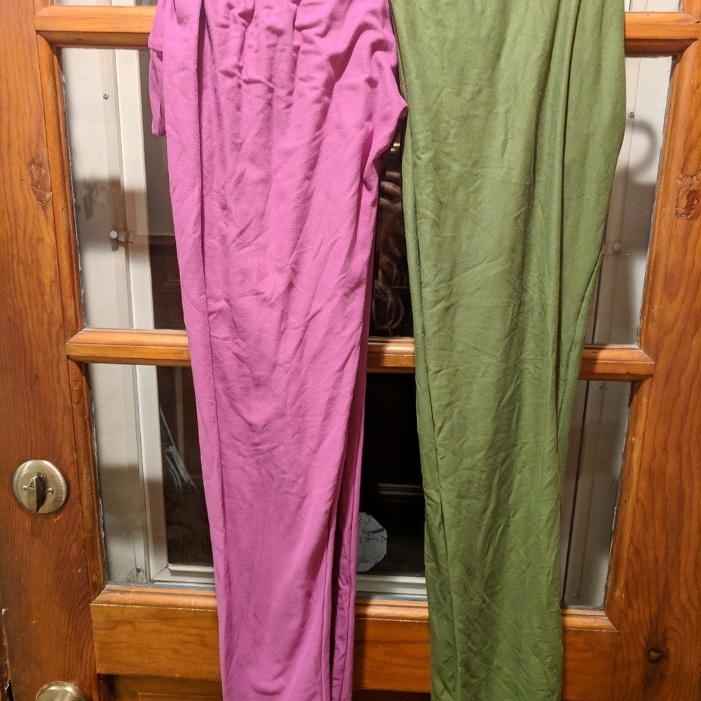 2pairs TC LuLaRoe Purple & Green Solid Leggings